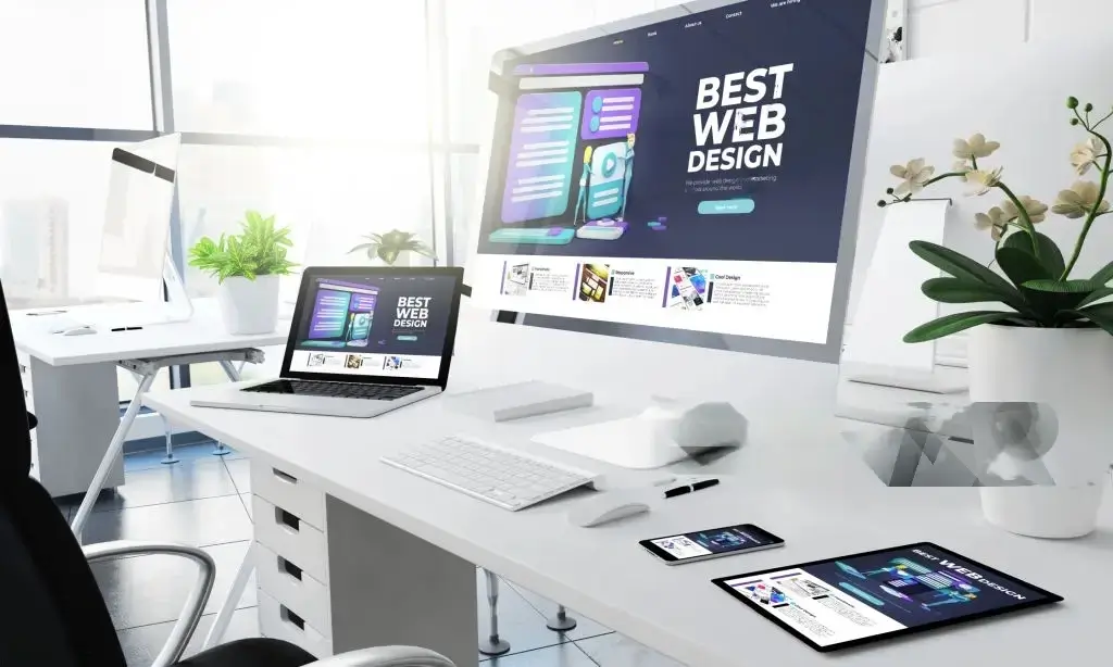 office responsive devices design website 3d rendering